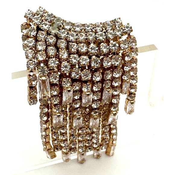 Glam Single Earring Crystal Rhinestone Cascade Chandelier Dangling READ - Picture 6 of 8